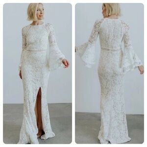 Baltic Born White Long Lace Dress Women’s Size M